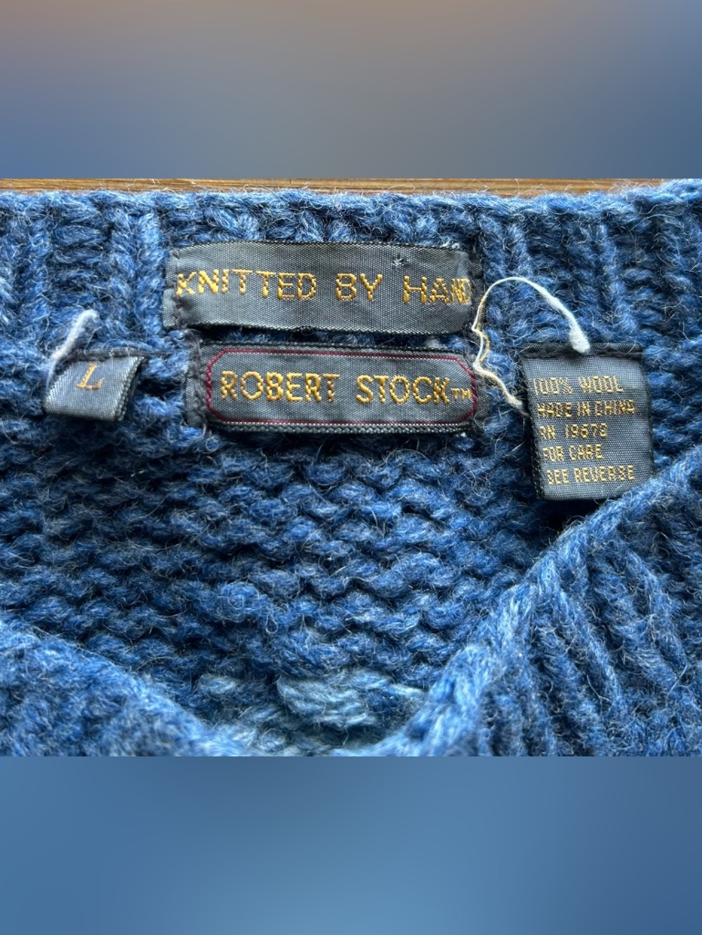 Vintage Robert Stock Hand Knit Wool Husky Wolf Winter Sweater - Picture 3 of 8